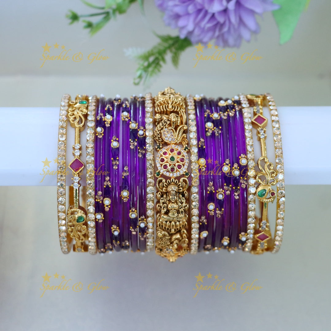 Exquisite Peacock & Lakshmi Bridal Bangle Set