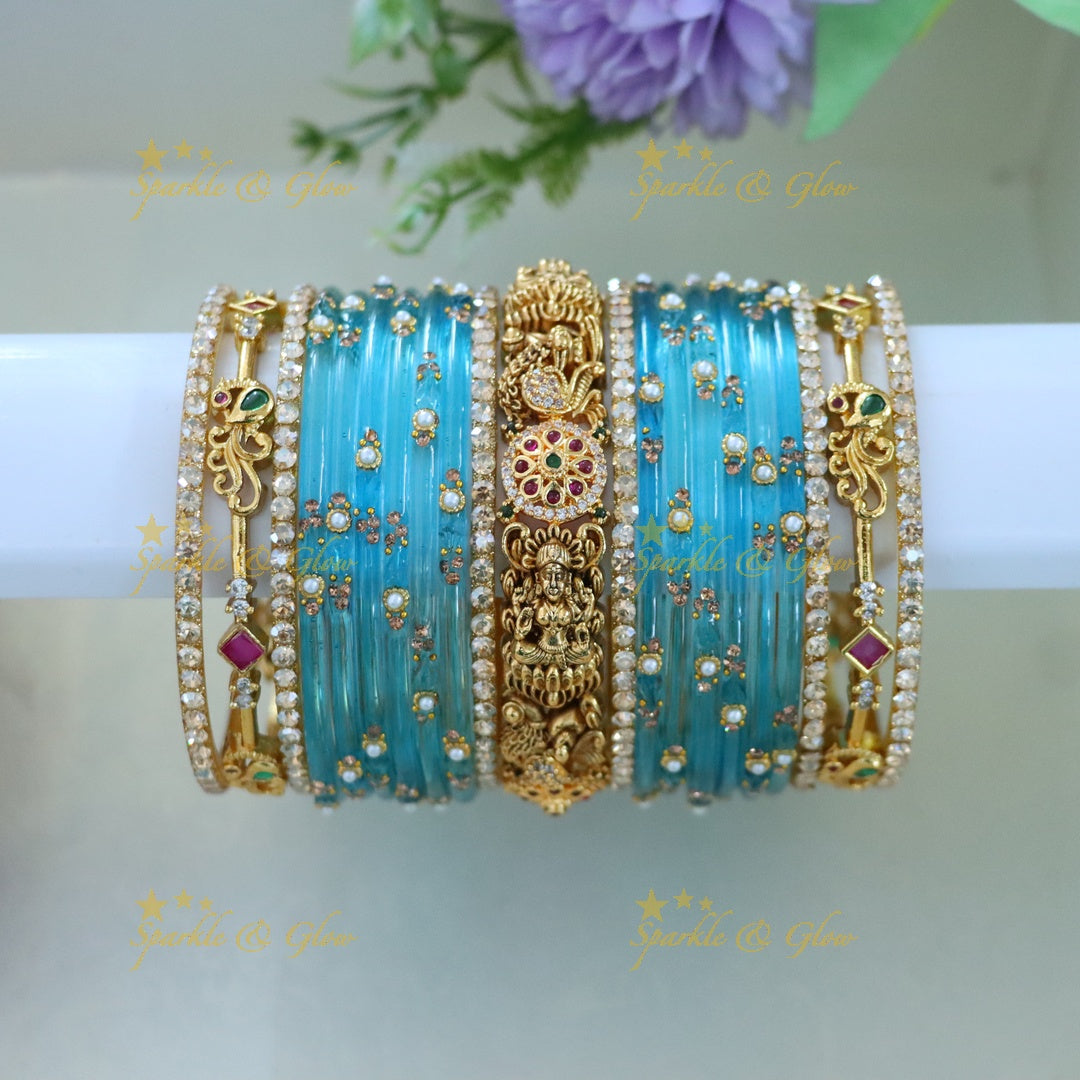 Exquisite Peacock & Lakshmi Bridal Bangle Set