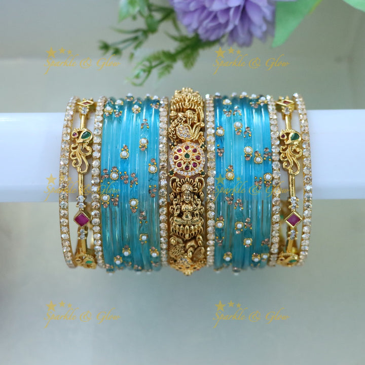 Exquisite Peacock & Lakshmi Bridal Bangle Set