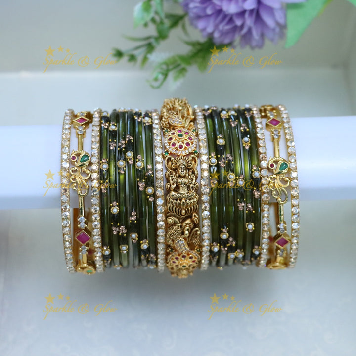 Exquisite Peacock & Lakshmi Bridal Bangle Set