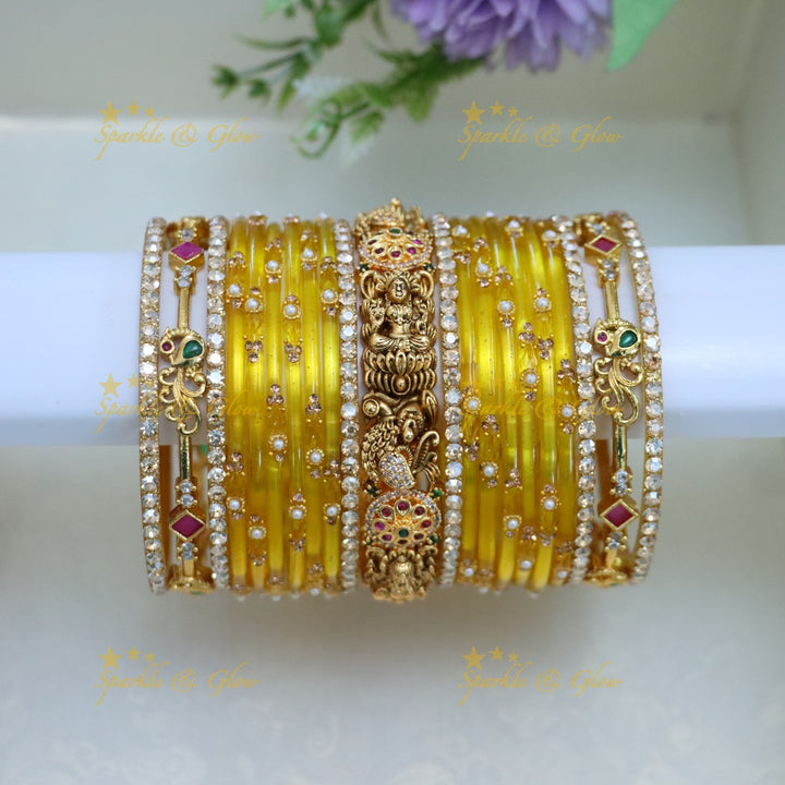 Exquisite Peacock & Lakshmi Bridal Bangle Set