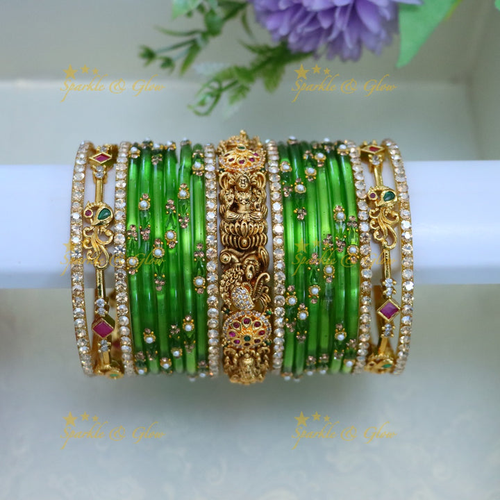 Exquisite Peacock & Lakshmi Bridal Bangle Set