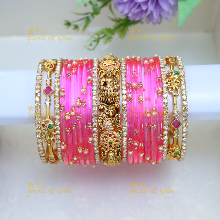 Exquisite Peacock & Lakshmi Bridal Bangle Set