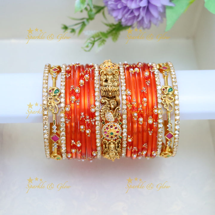Exquisite Peacock & Lakshmi Bridal Bangle Set