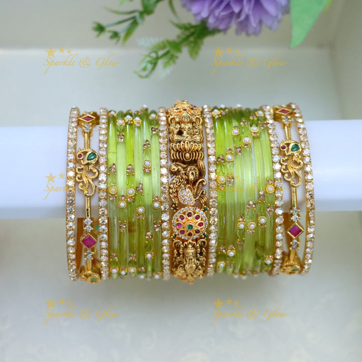 Exquisite Peacock & Lakshmi Bridal Bangle Set