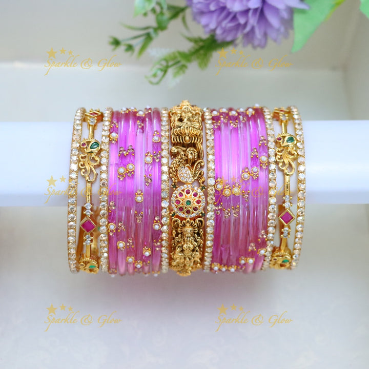 Exquisite Peacock & Lakshmi Bridal Bangle Set