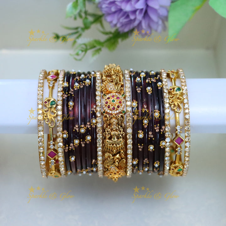 Exquisite Peacock & Lakshmi Bridal Bangle Set