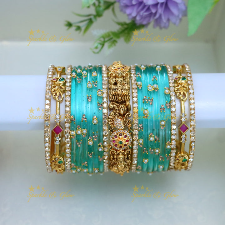 Exquisite Peacock & Lakshmi Bridal Bangle Set