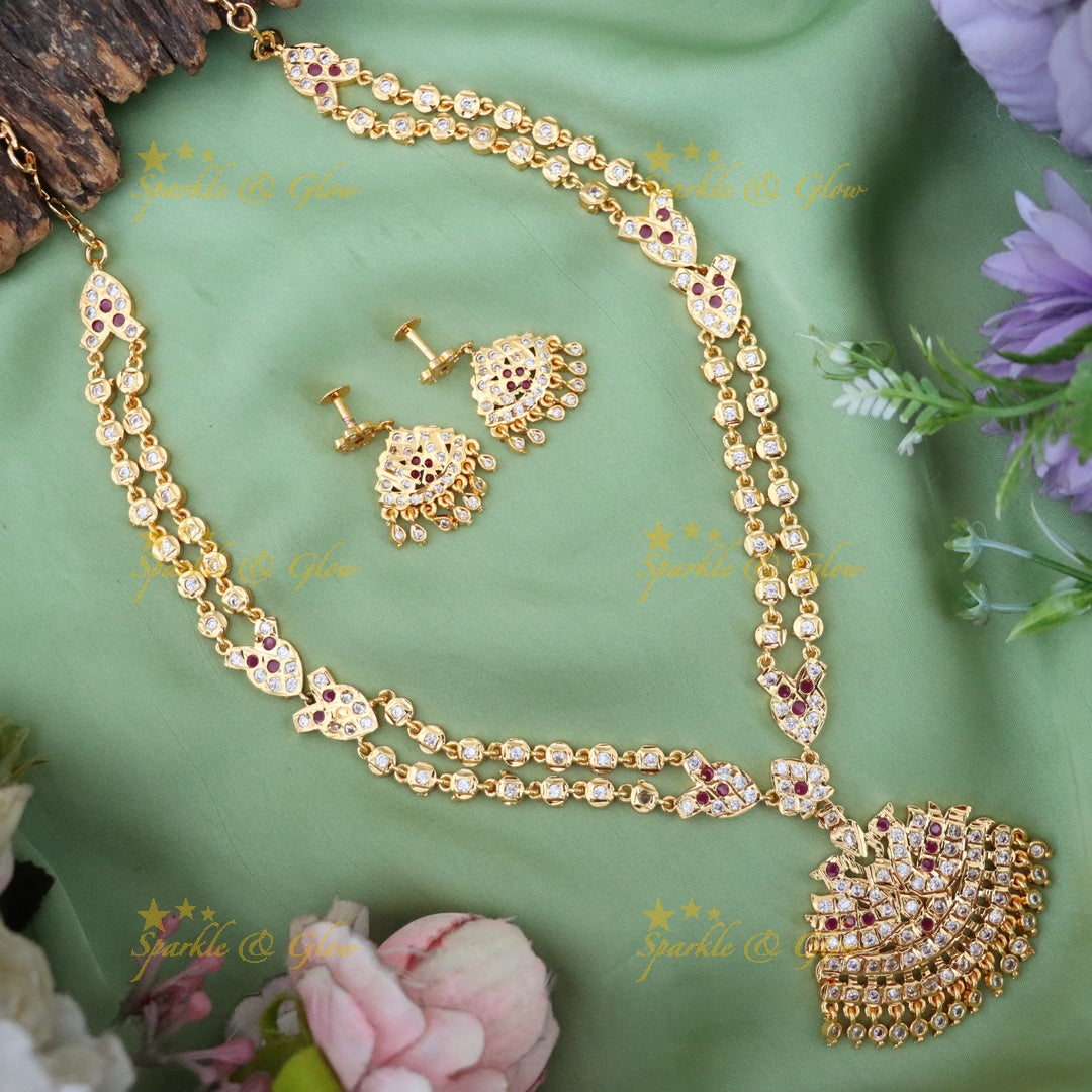 Elegant Microgold Long Necklace for Festive Seasons