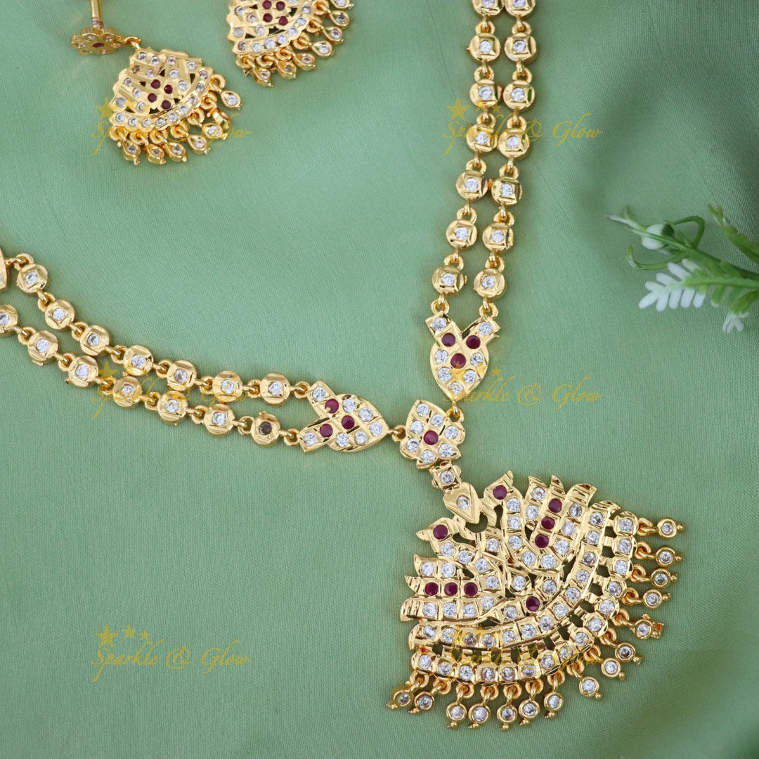 Elegant Microgold Long Necklace for Festive Seasons