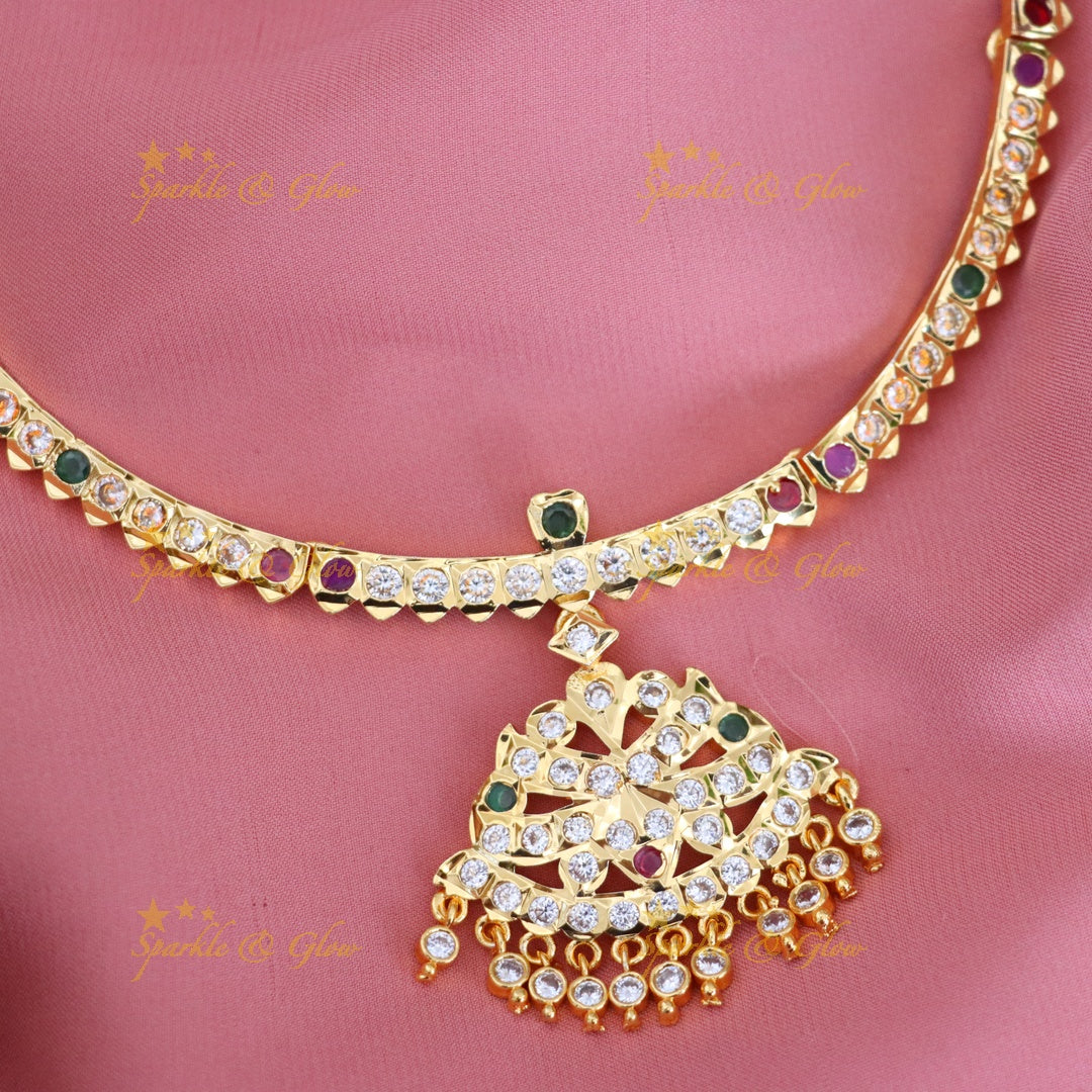 Exquisite Microgold Wedding Choker - Sparkle & Glow