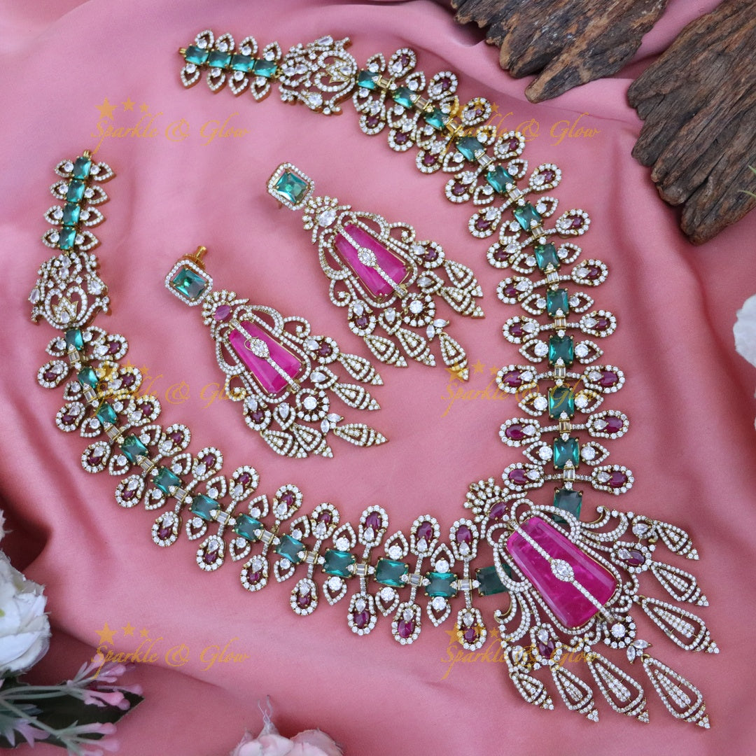 Victorian Bridal Long Necklace Set - Timeless Elegance