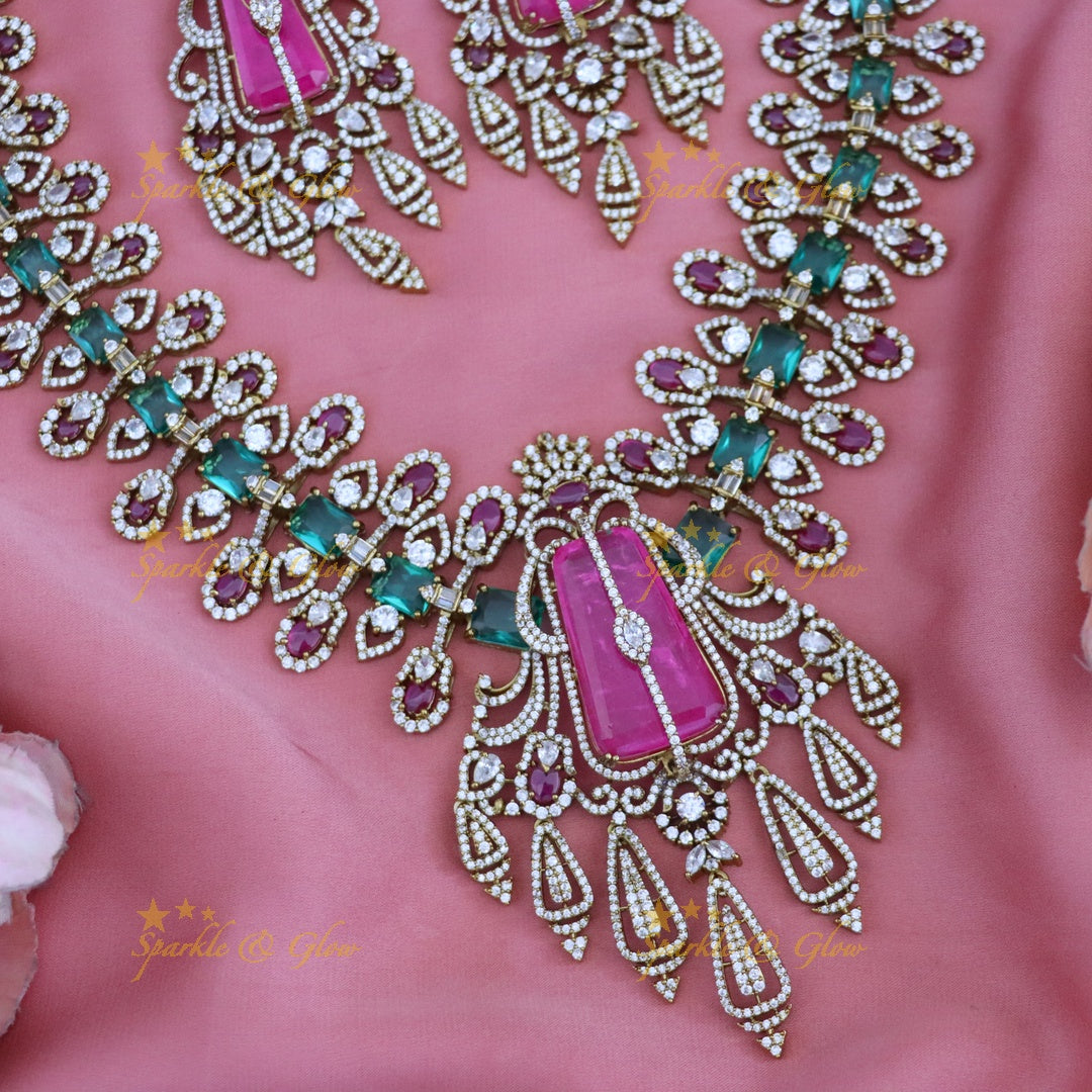 Victorian Bridal Long Necklace Set - Timeless Elegance