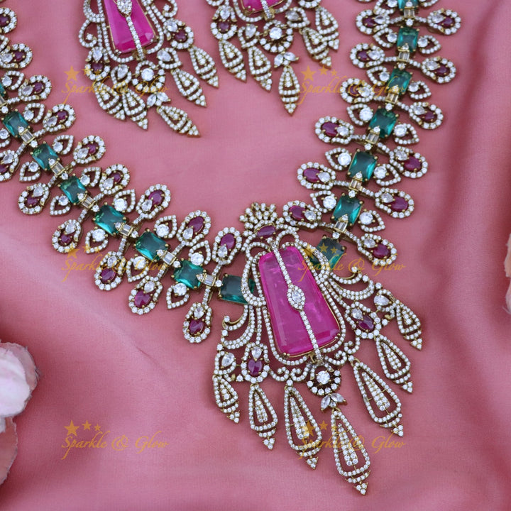 Victorian Bridal Long Necklace Set - Timeless Elegance