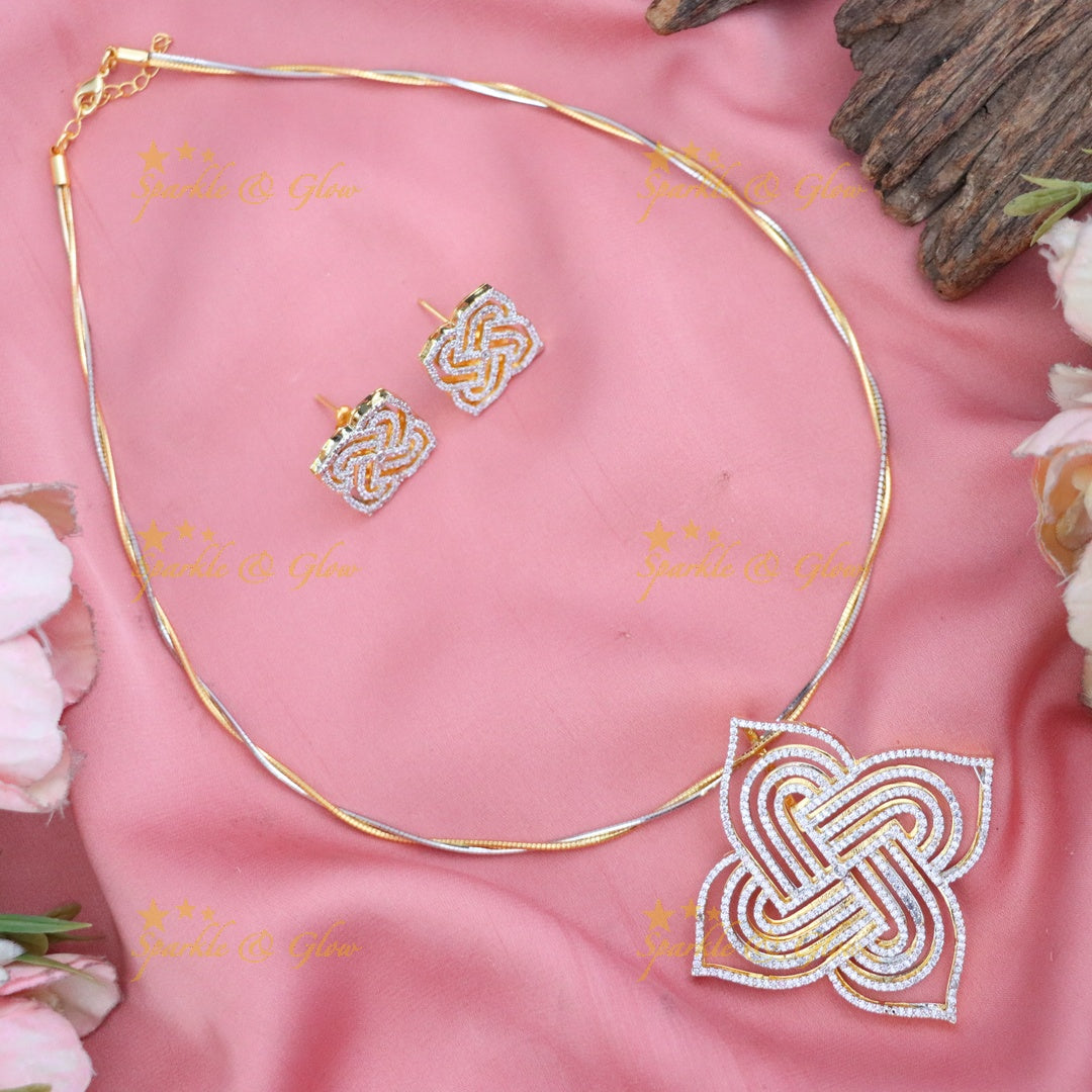 Gold Plated Knot Pendant Set - Ideal for Weddings & Festive