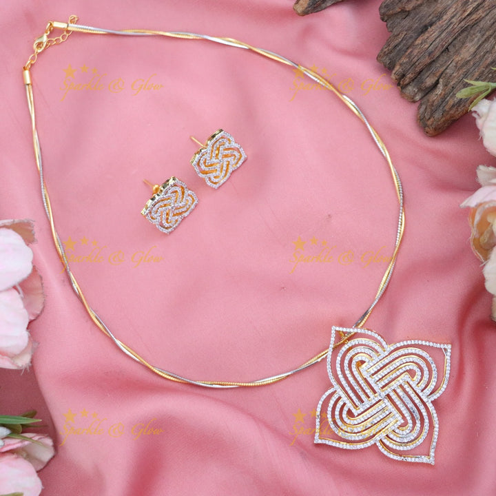 Gold Plated Knot Pendant Set - Ideal for Weddings & Festive