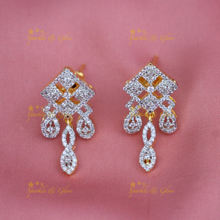 Exquisite Diamond Look Gold Pendant Set for Weddings