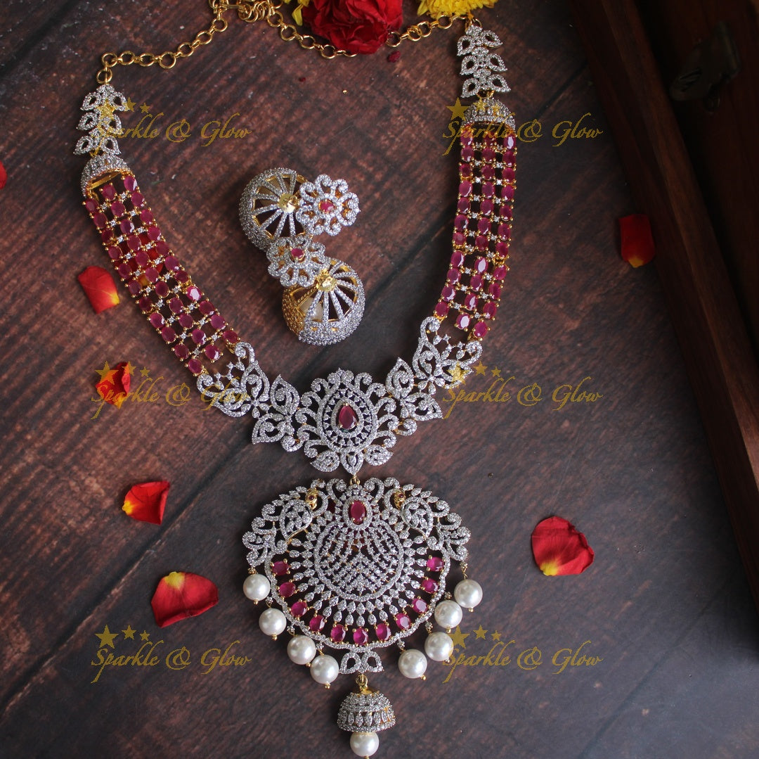 Exclusive American daimond GJ polish Peacock necklace  - Pink