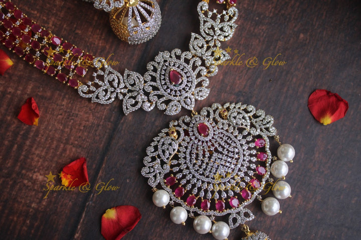Exclusive American daimond GJ polish Peacock necklace  - Pink