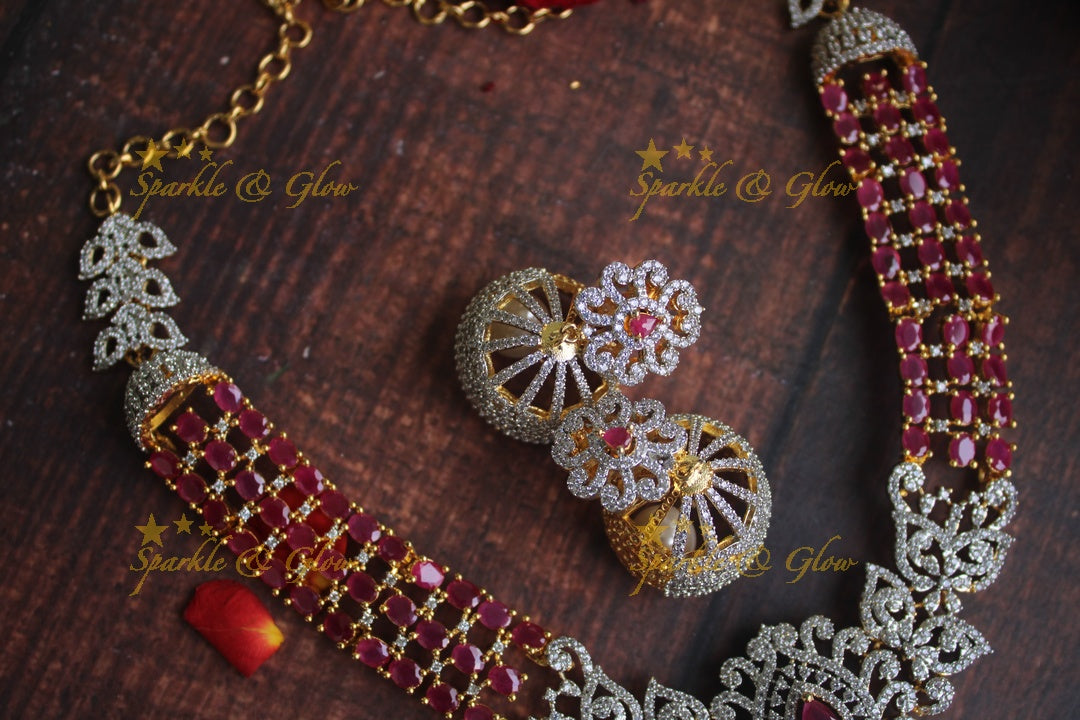 Exclusive American daimond GJ polish Peacock necklace  - Pink