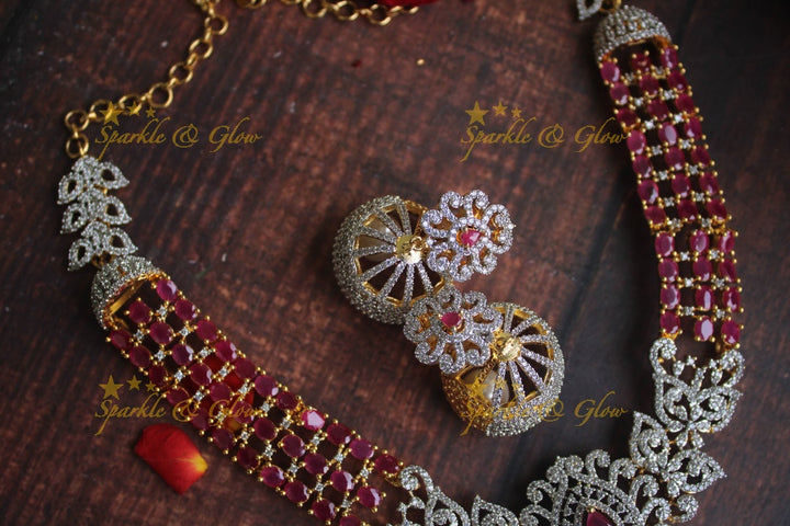 Exclusive American daimond GJ polish Peacock necklace  - Pink