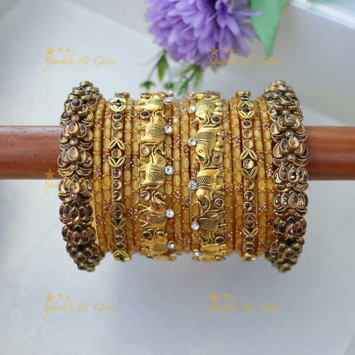 Exquisite Silk Thread Gold Bangles for Weddings- ONE HAND