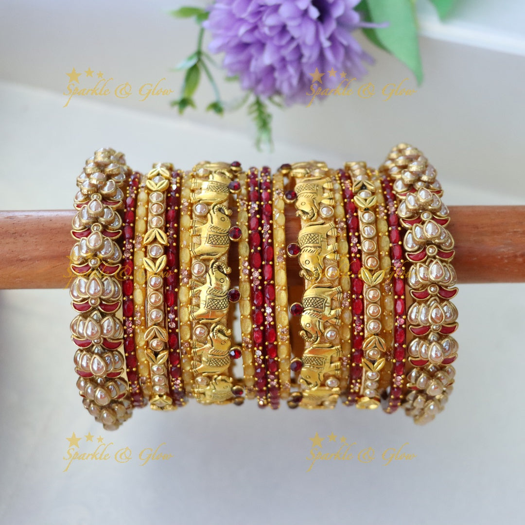 Exquisite Silk Thread Gold Bangles for Weddings- ONE HAND