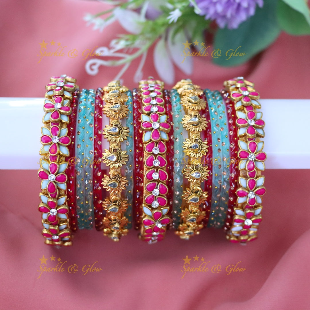 Elegant Floral Silk Thread Bangles - Festive Collection ONE HAND