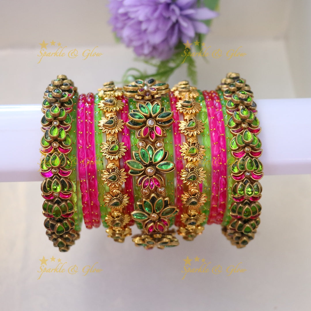 Silk Thread Bangles - Elegant Festive Bangle Set ONE HAND