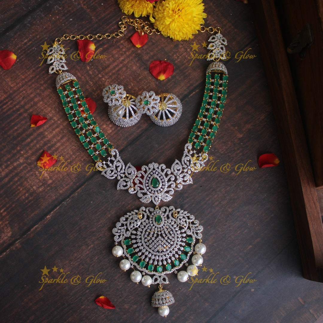 Exclusive American daimond GJ polish Peacock necklace  - Pink