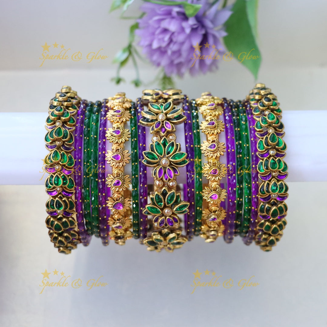 Silk Thread Bangles - Elegant Festive Bangle Set ONE HAND