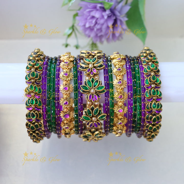 Silk Thread Bangles - Elegant Festive Bangle Set ONE HAND