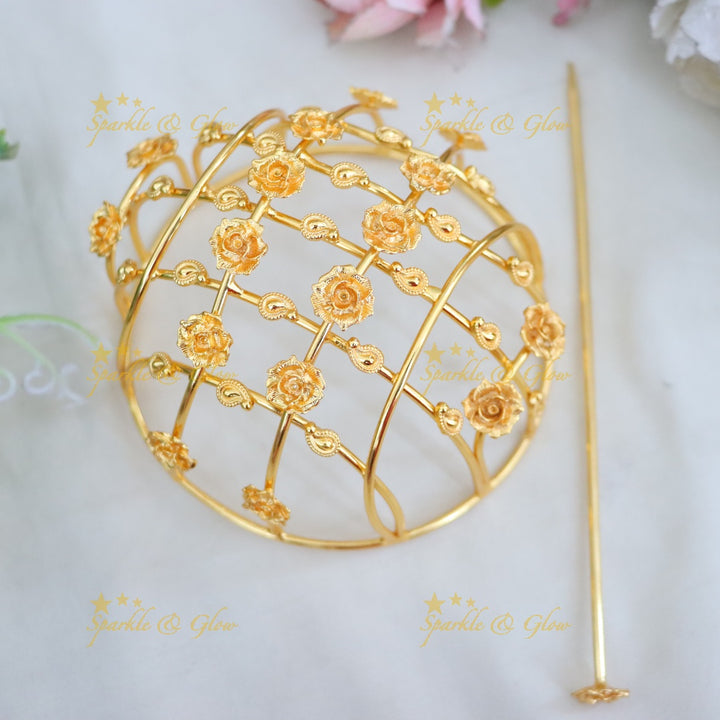 Opulent Gold Floral Hair Accessory for Festive Moments