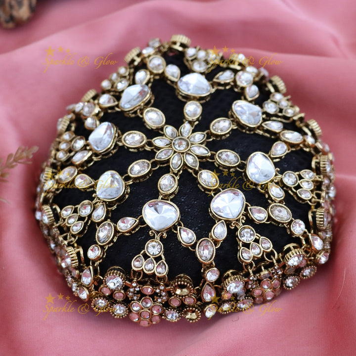 Elegance Redefined: Gold Crystal Wedding Hair Bun Accessory