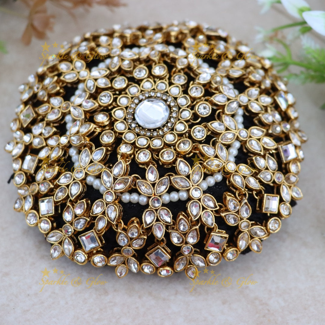 Gold Crystal Hair Bun - Perfect for Weddings & Festive Events