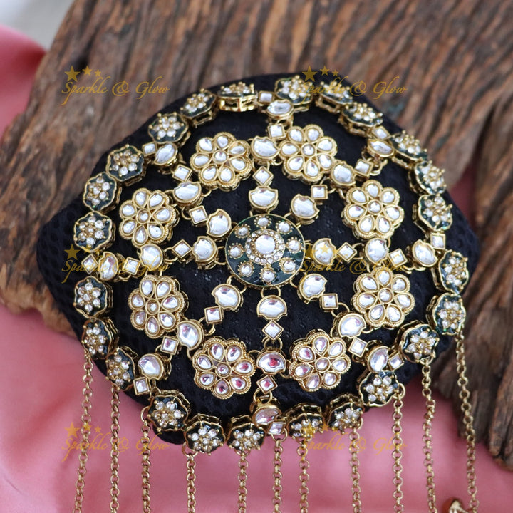 Floral Gold Hair Bun Accessory for Weddings & Festivals