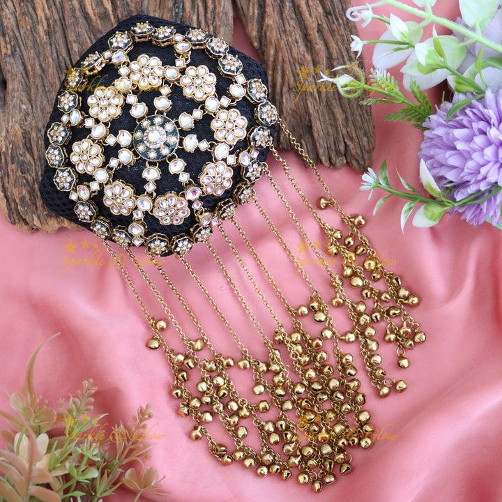 Floral Gold Hair Bun Accessory for Weddings & Festivals