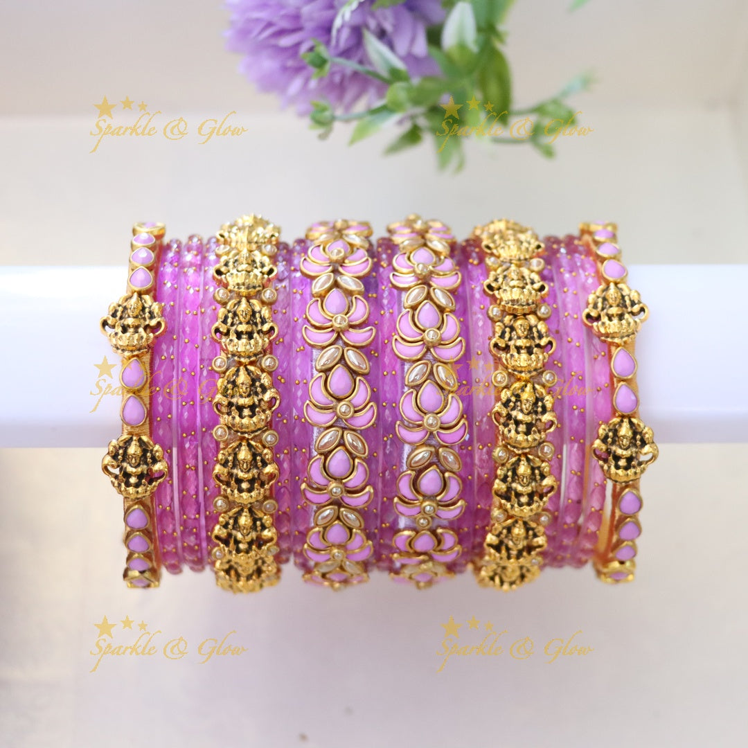 Exquisite Pink Silk Thread Wedding Bangles Set ONE HAND