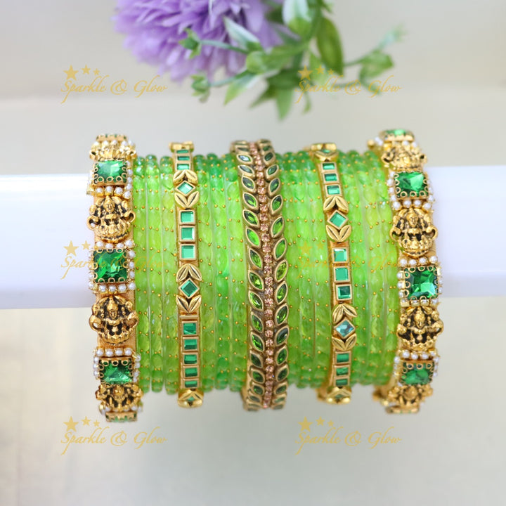 Exquisite Green Silk Thread Bangles for Celebrations ONE HAND