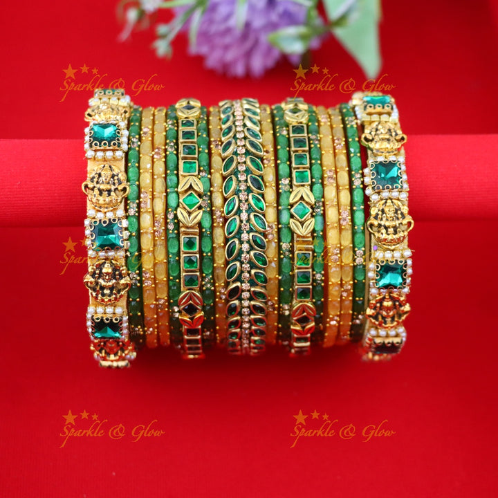 Exquisite Green Silk Thread Bangles for Celebrations ONE HAND