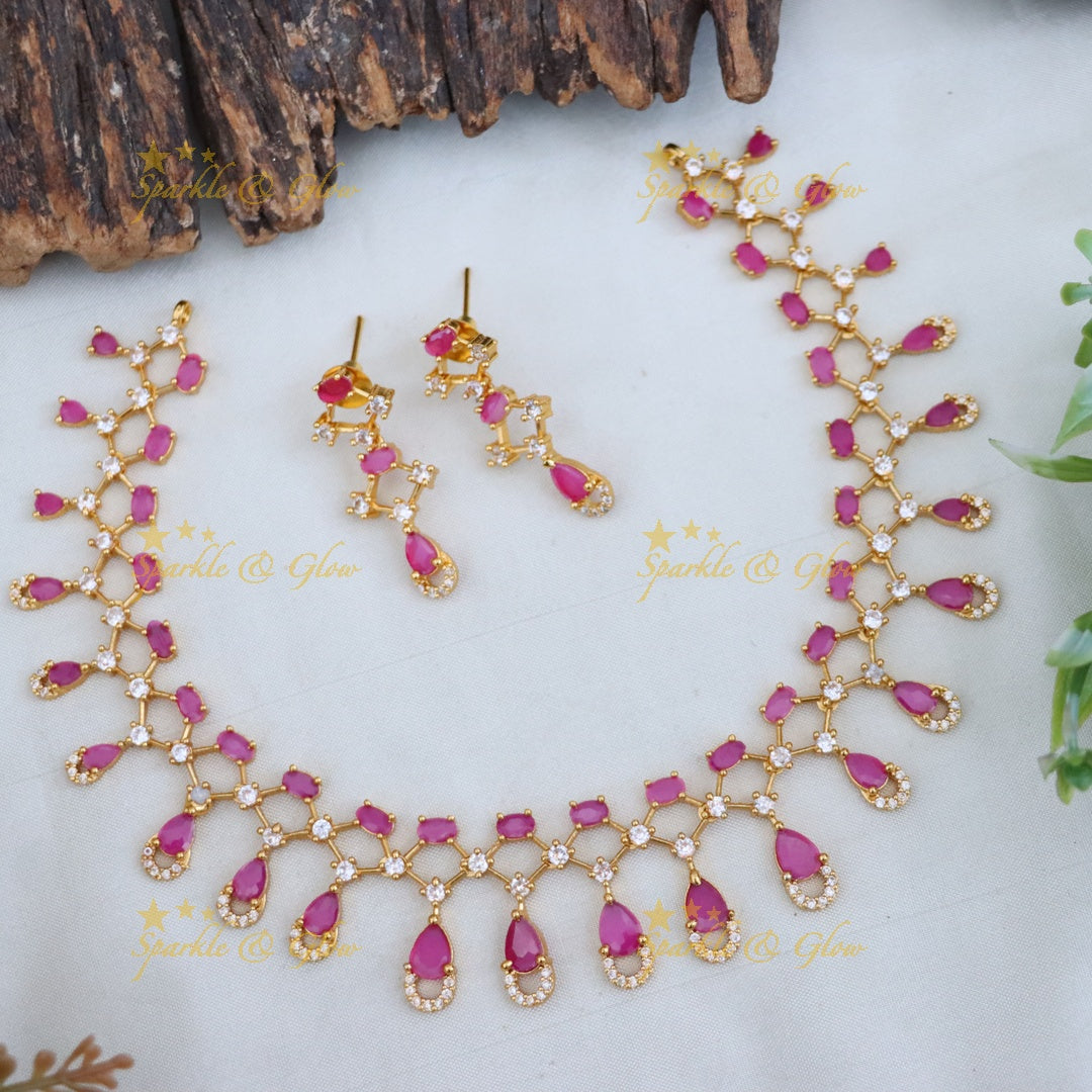 Ruby Gold-Plated Choker Necklace - Festive Elegance