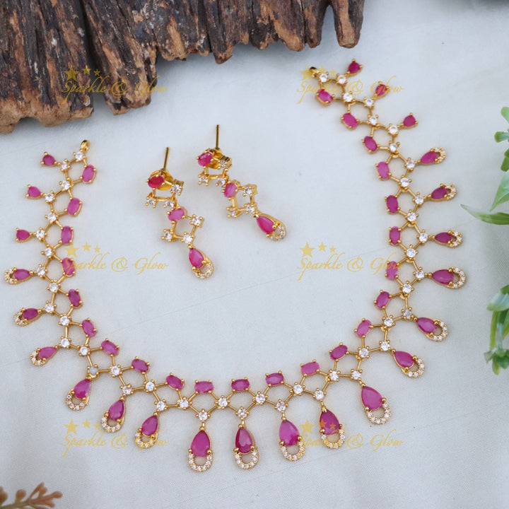 Ruby Gold-Plated Choker Necklace - Festive Elegance
