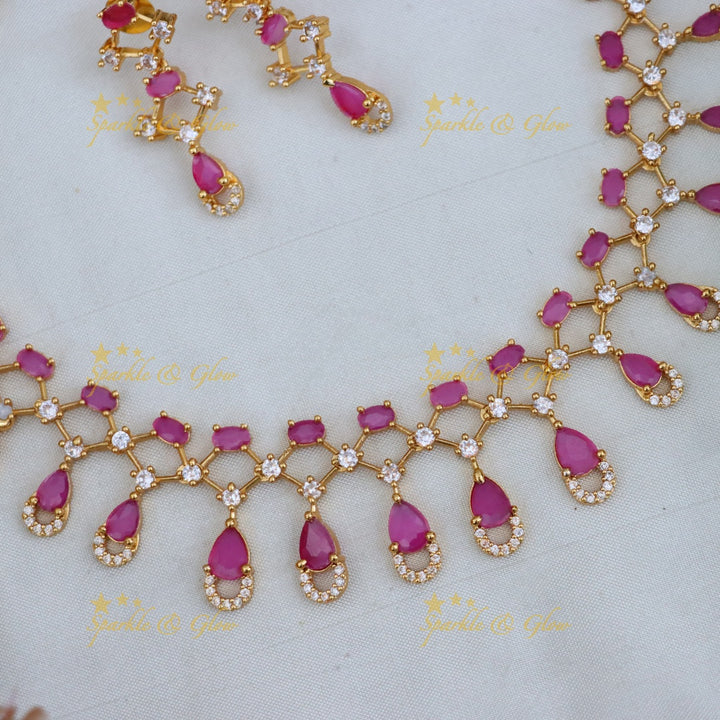 Ruby Gold-Plated Choker Necklace - Festive Elegance