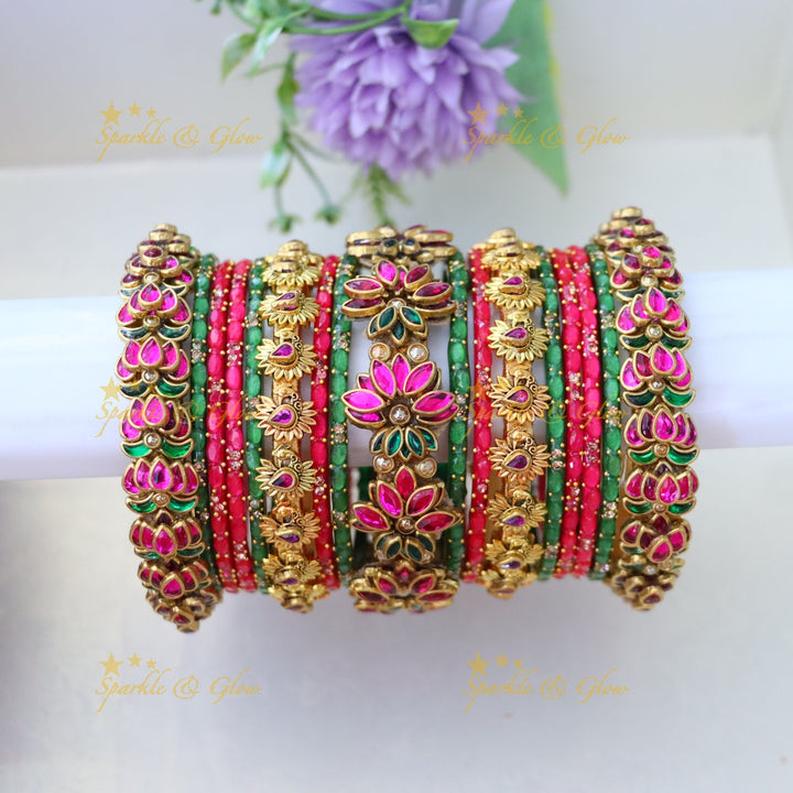 Silk Thread Bangles - Elegant Festive Bangle Set ONE HAND