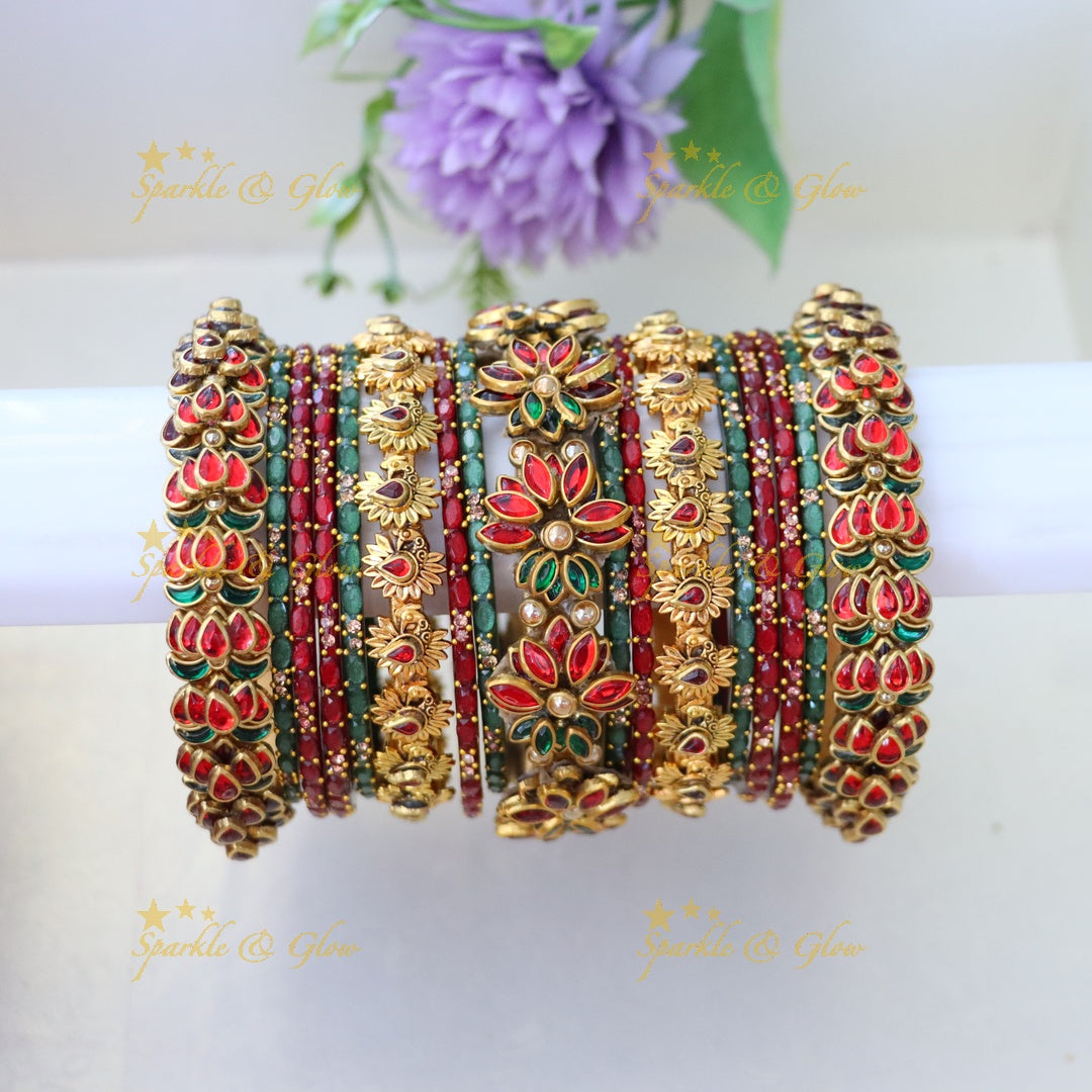 Silk Thread Bangles - Elegant Festive Bangle Set ONE HAND