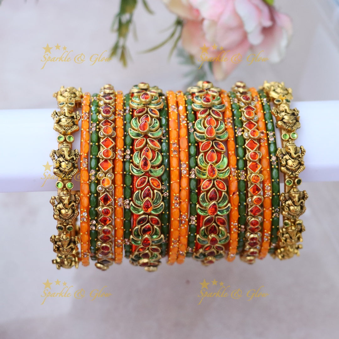 Exquisite Red & Gold Silk Thread Bangles for Weddings ONE HAND