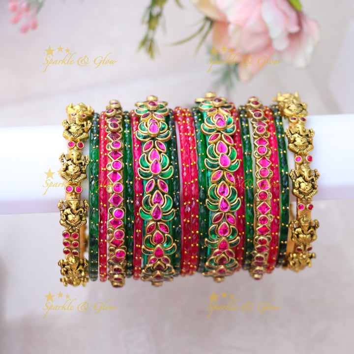 Exquisite Red & Gold Silk Thread Bangles for Weddings ONE HAND
