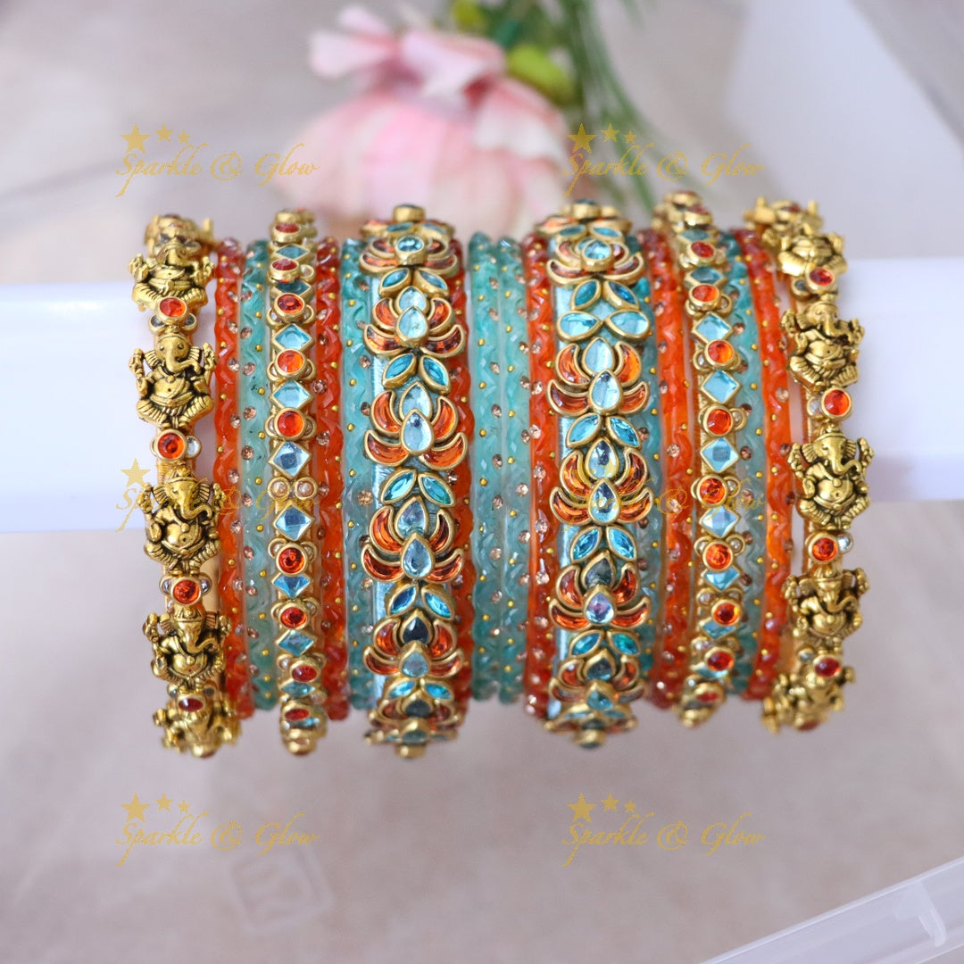 Exquisite Red & Gold Silk Thread Bangles for Weddings ONE HAND