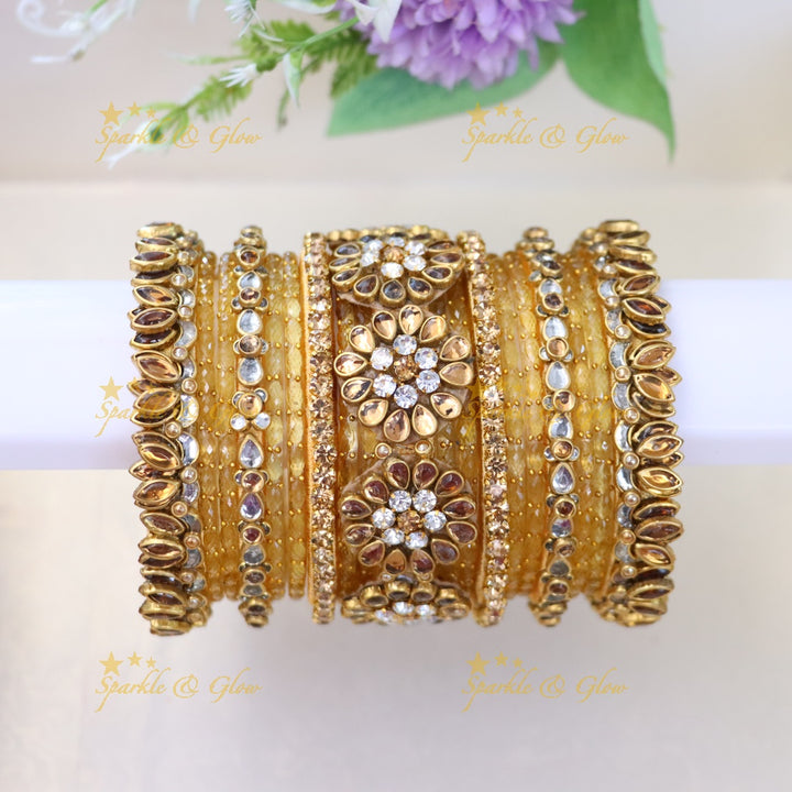 Exquisite Bridal Bangle Set – Silk Thread & Kundan ONE HAND