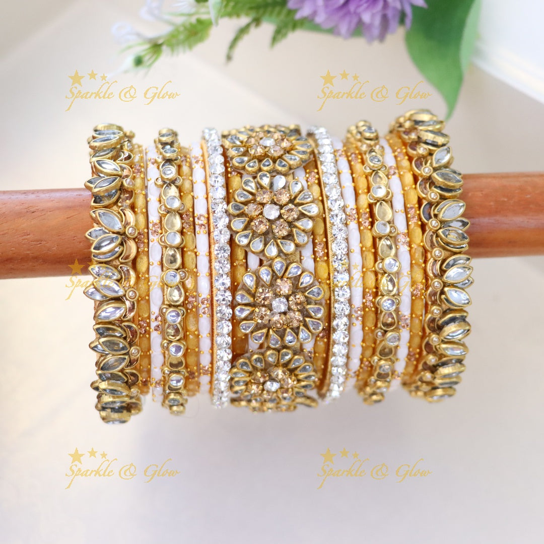 Exquisite Bridal Bangle Set – Silk Thread & Kundan ONE HAND